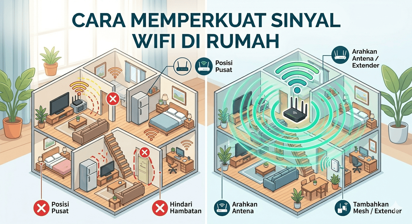 Cara Memperkuat Sinyal WiFi di Rumah (Ampuh & Mudah Dilakukan)
